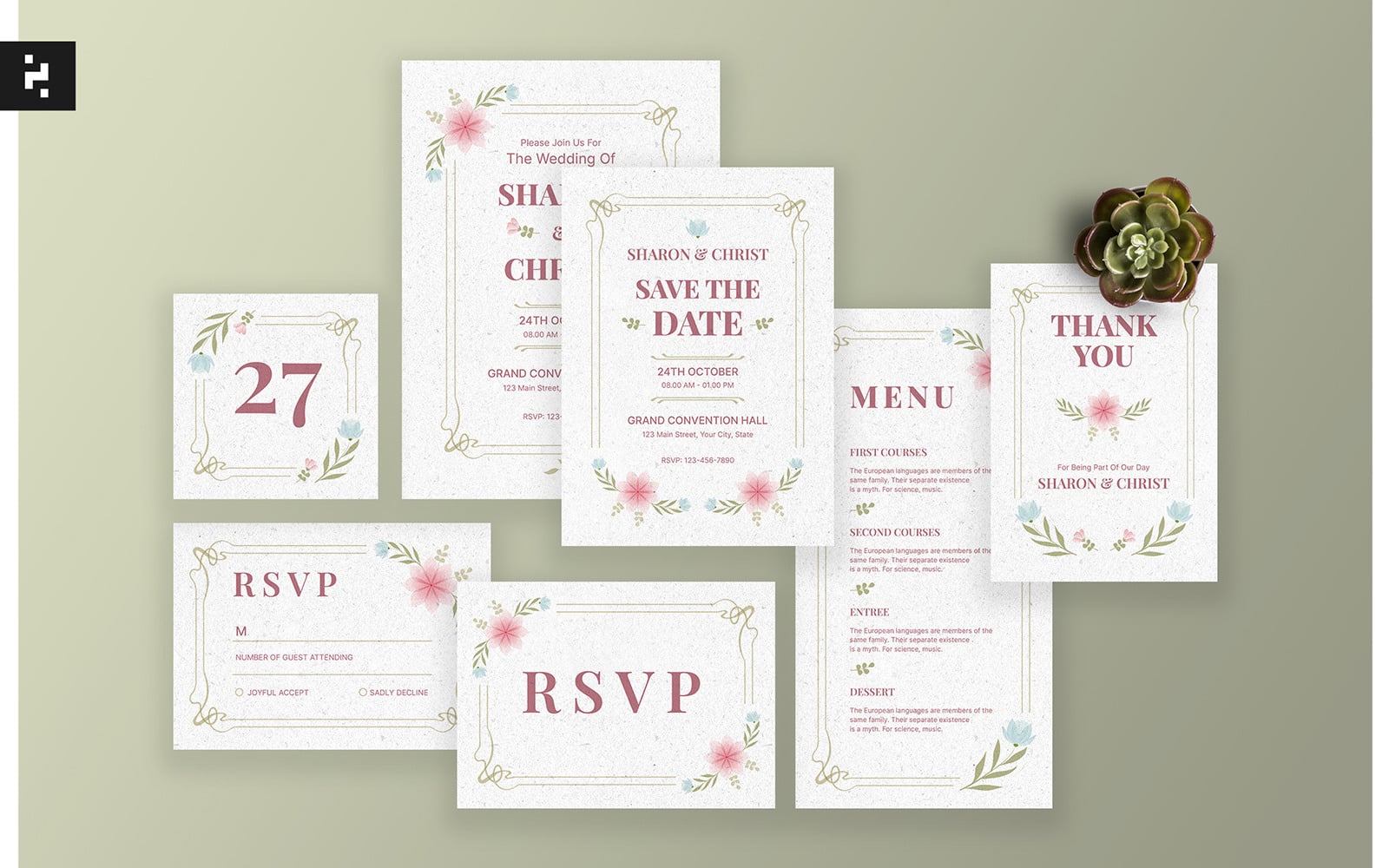 Floral Wedding Invitation Suite Template TemplateMonster