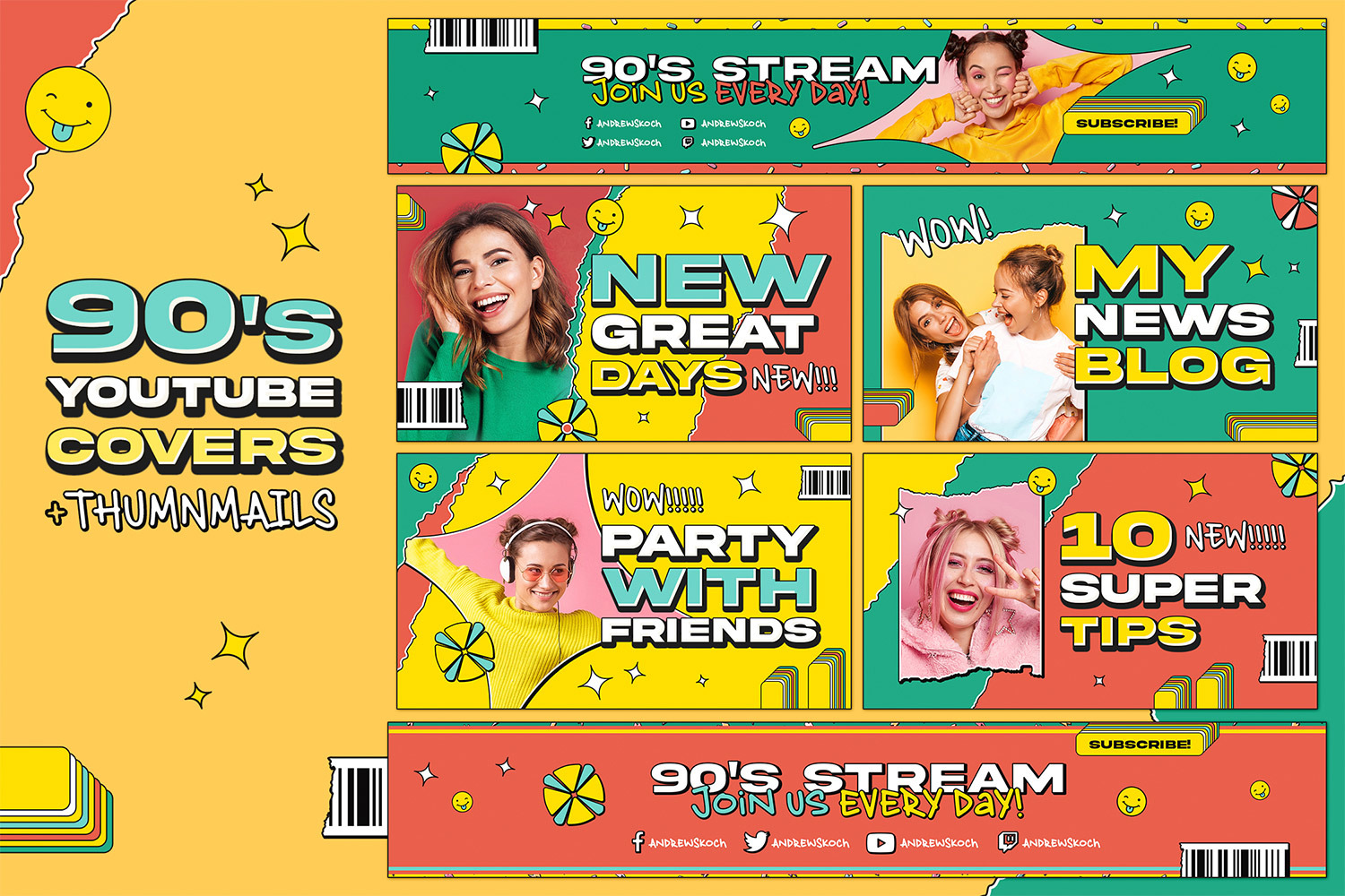 90s YouTube Covers and Thumbnails 275674 TemplateMonster