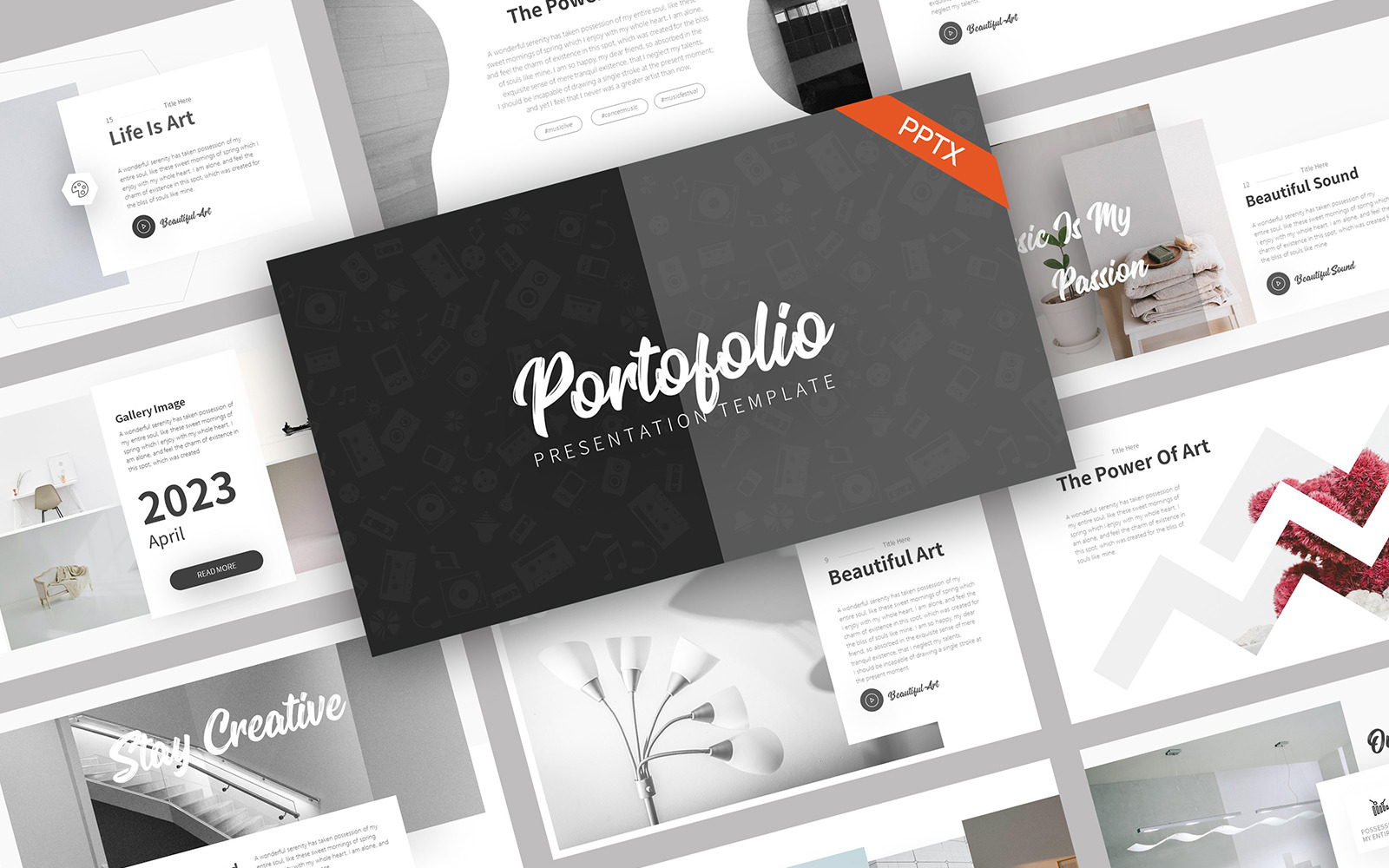 Modèle PowerPoint de portfolio artistique - TemplateMonster