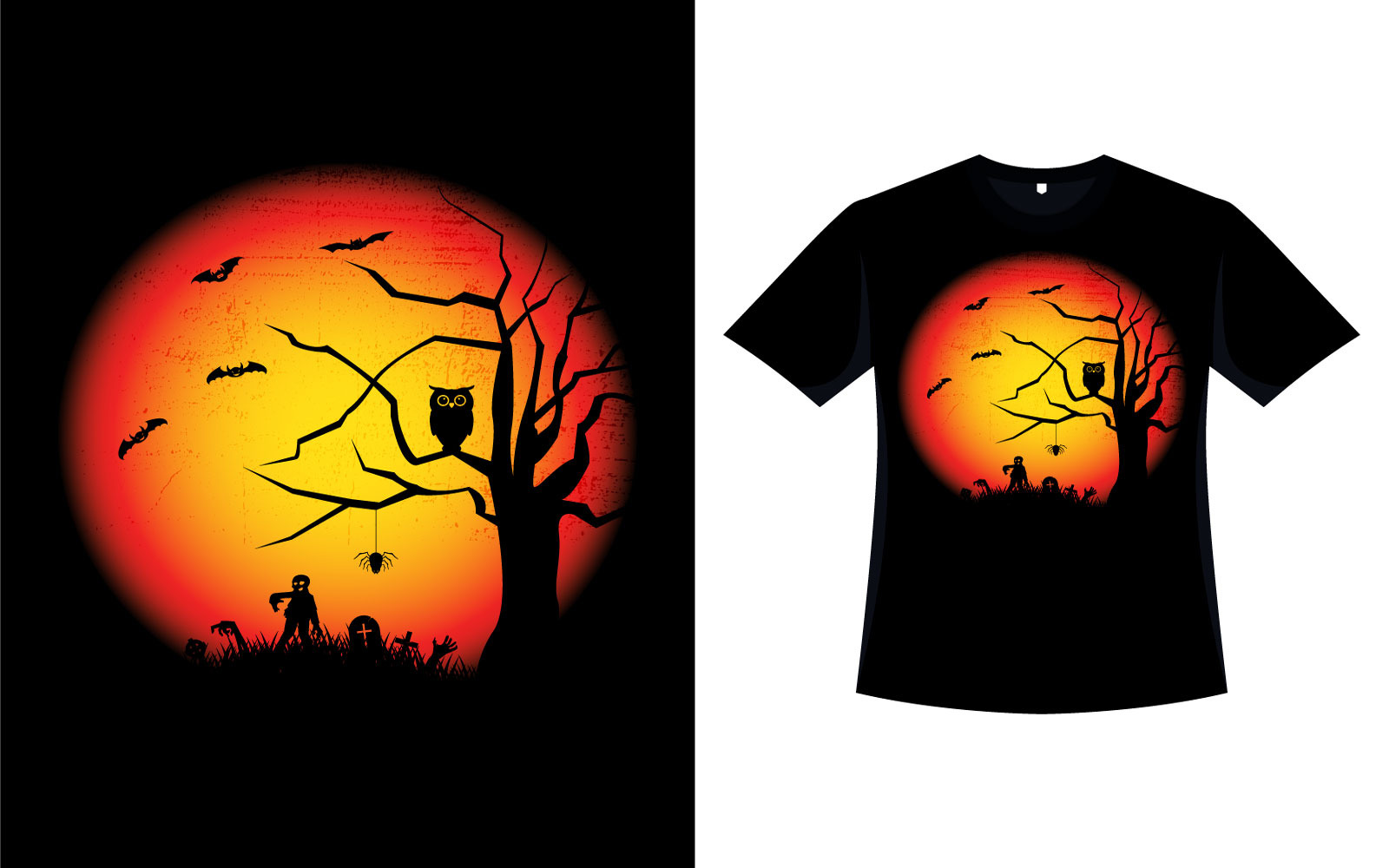 Halloween Horror Vintage T-shirt Design - TemplateMonster