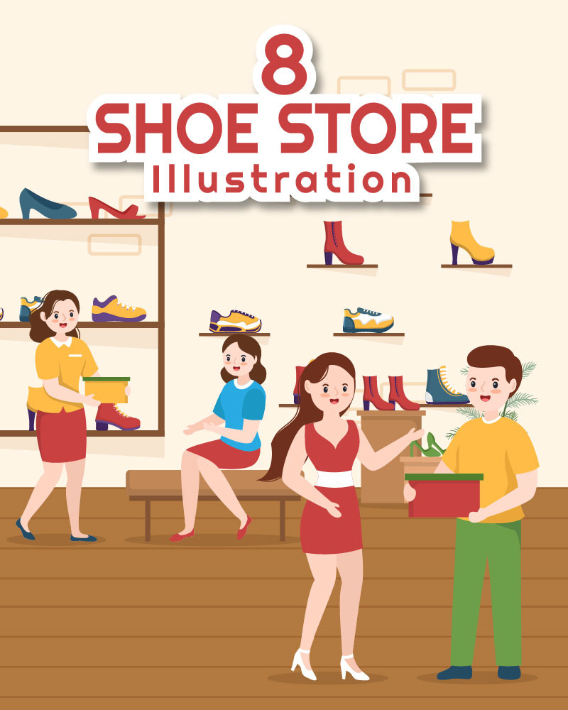 8 Shoe Store Flat Illustration #283326 - TemplateMonster