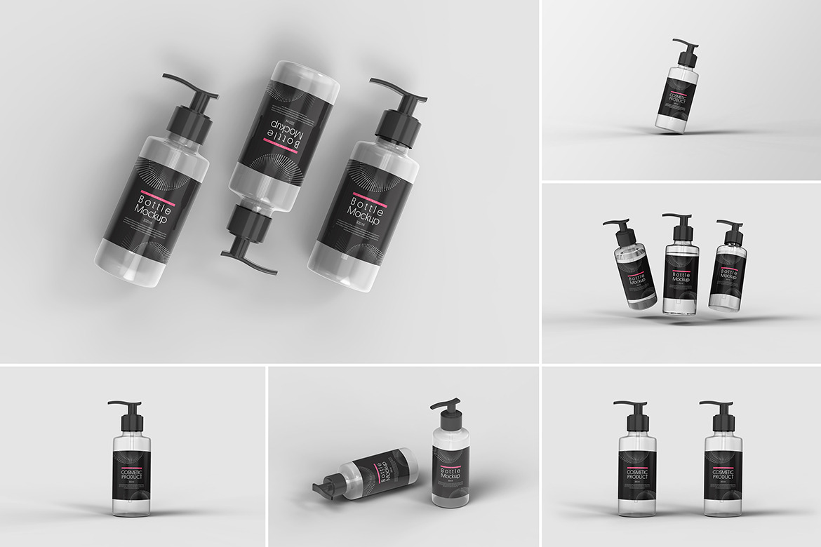 Pump Bottle Mockup Template Set (Free PSD Template)