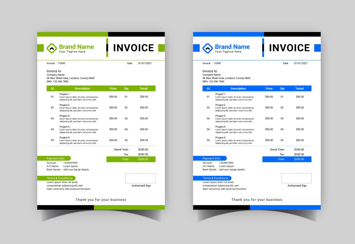 Professional Invoice Template Design 09 - TemplateMonster
