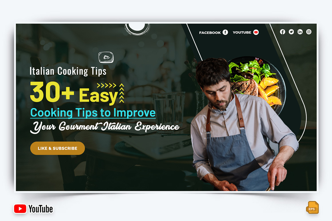 Chef Cooking YouTube Thumbnail Design -008 - TemplateMonster