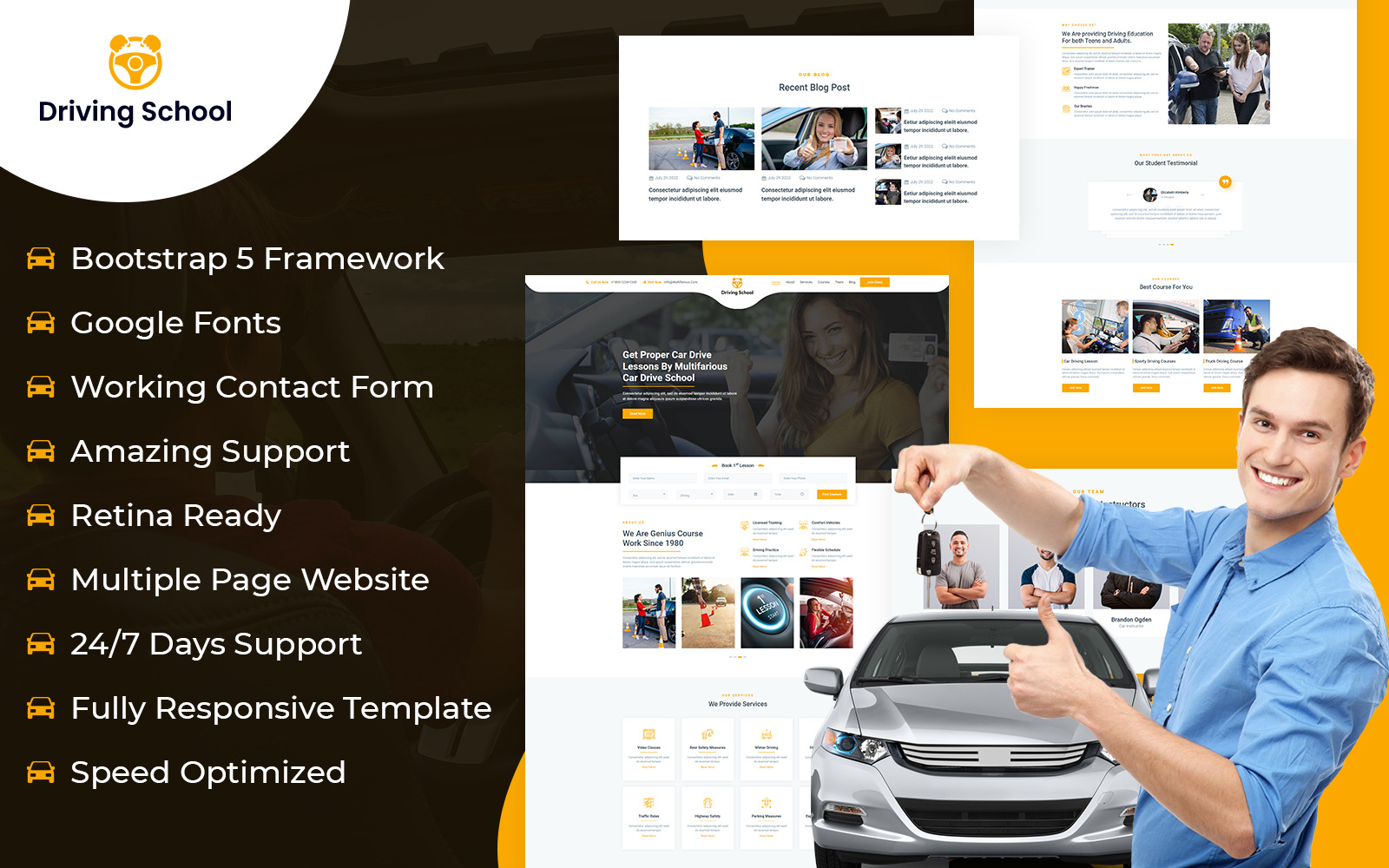 Driving-School HTML Website Template - TemplateMonster