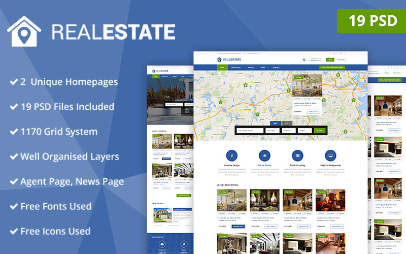 Real Estate PSD Website Template #295328 - TemplateMonster