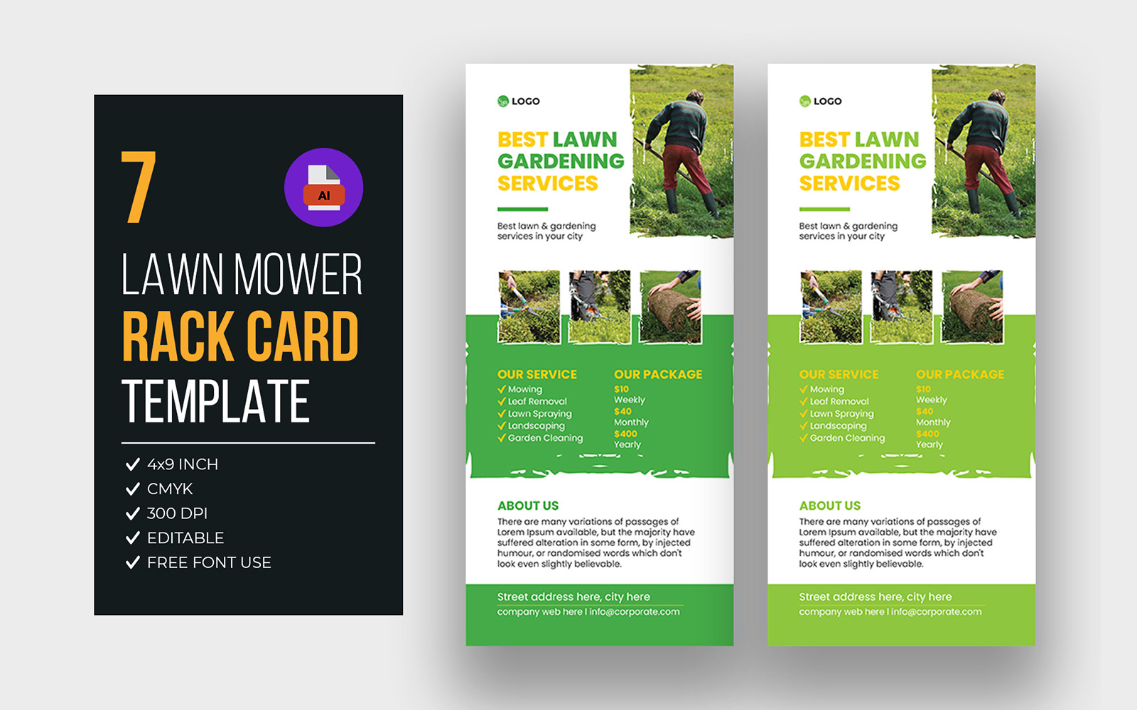 Lawn Mower Rack Card Bundle #296460 - TemplateMonster