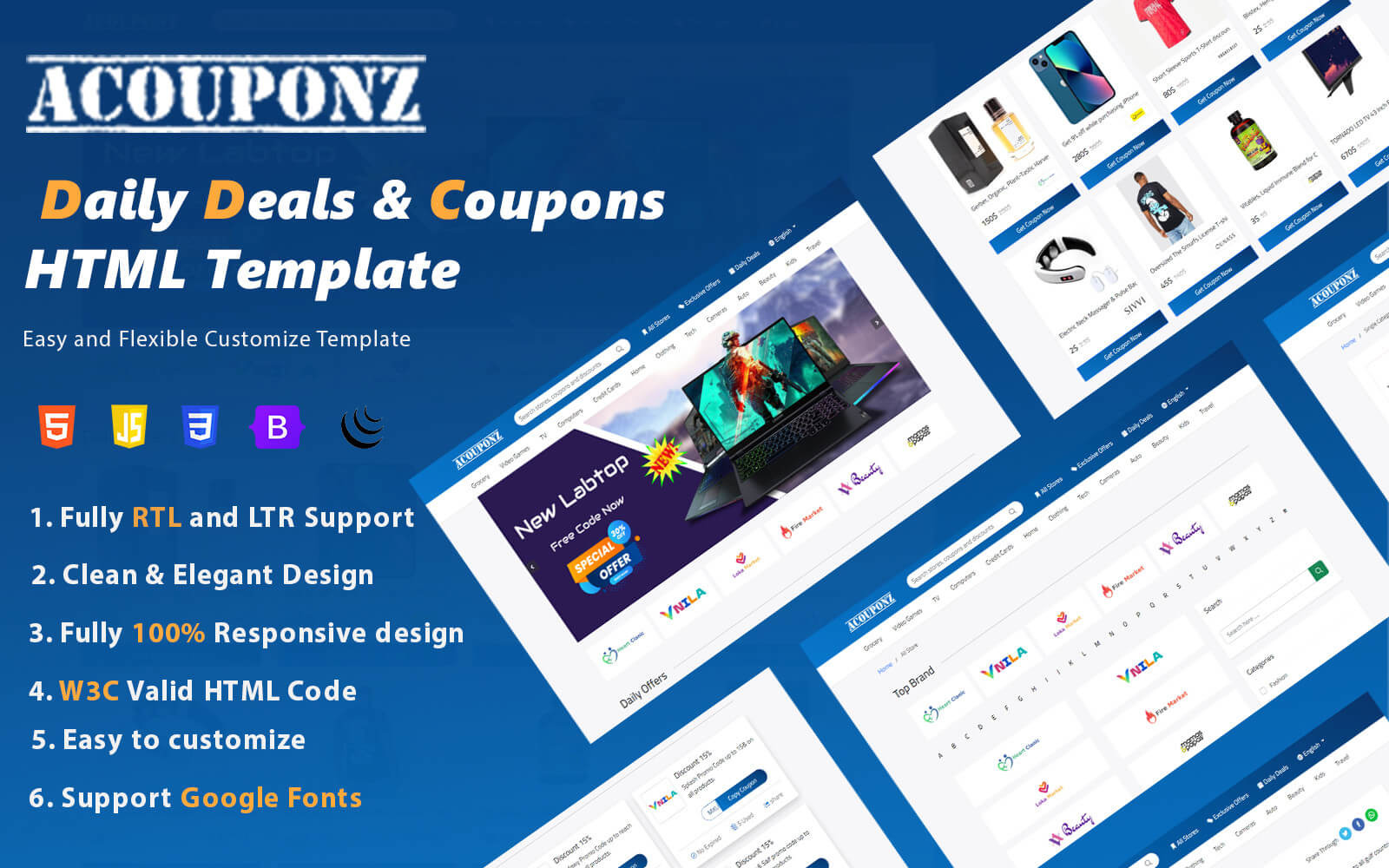 AcouponZ Daily deals & coupon codes Bootstrap template
