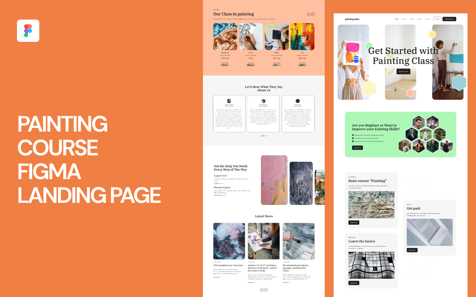 Figma Course Posters Painting Course Figma Landing Page #297099 - TemplateMonster