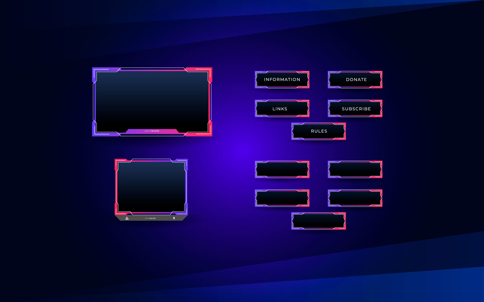 Twitch Live Stream Overlay Package Including Facecam Overlay