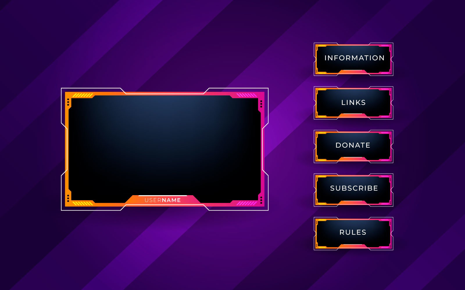 Streaming screen panel overlay design template theme. design