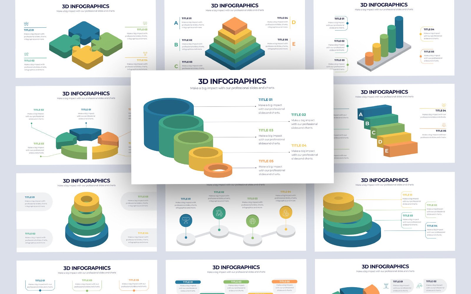 3D Infographic Google Slides Template - TemplateMonster