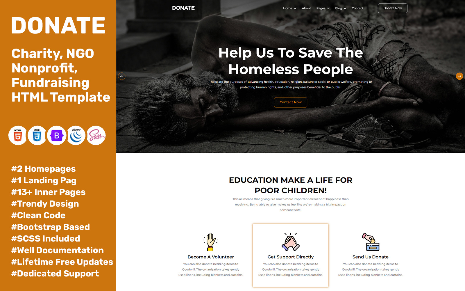 Donate Charity Nonprofit Ngo Fundraising Html Template 7946