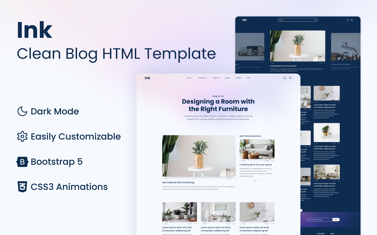 Ink - Clean Blog HTML Template #301219 - TemplateMonster