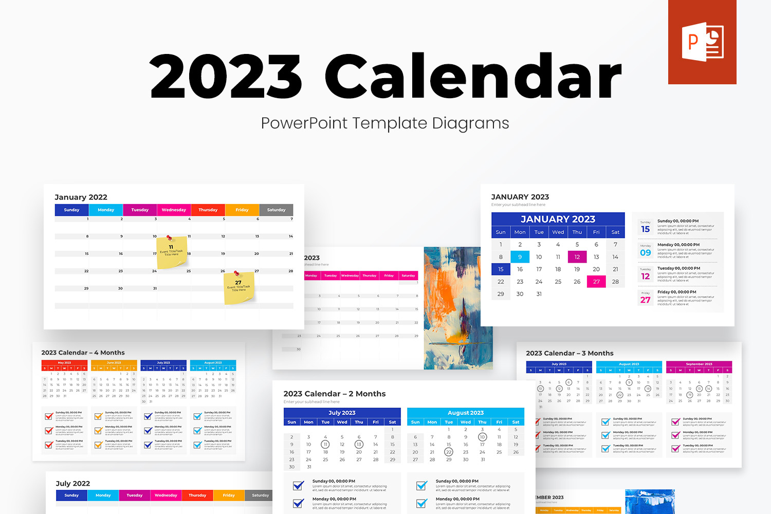 Kalender 2023 PowerPoint-Vorlagendesign - TemplateMonster