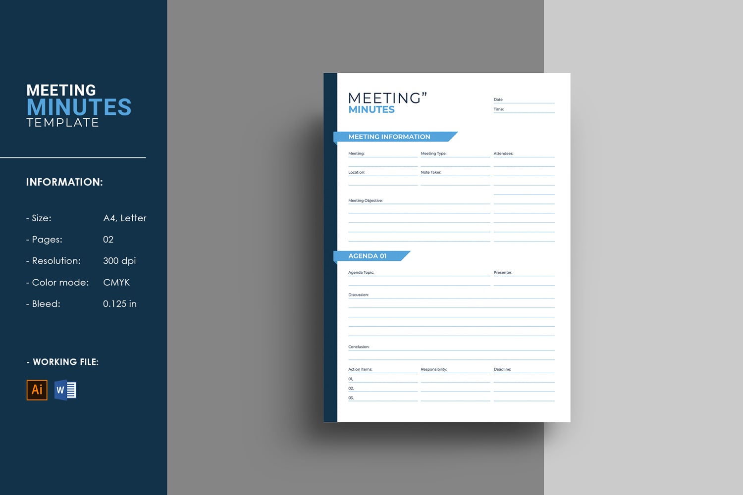 Meeting Minutes Printable Template #304389 - TemplateMonster