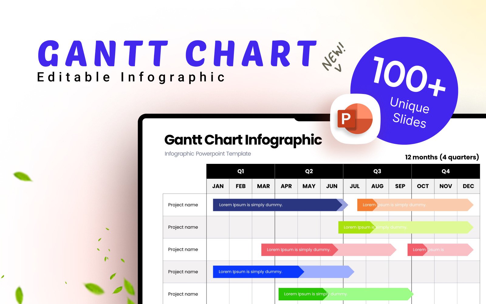 Gantt Chart Infographic PowerPoint Template - TemplateMonster