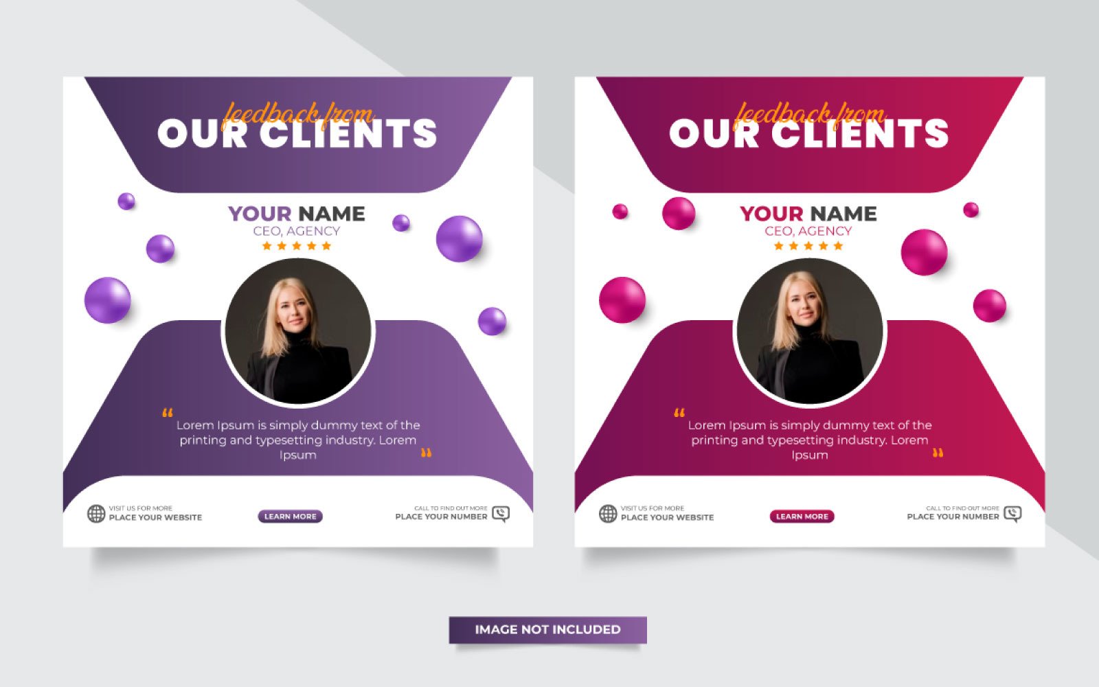 Customer feedback testimonial social media post web banner template
