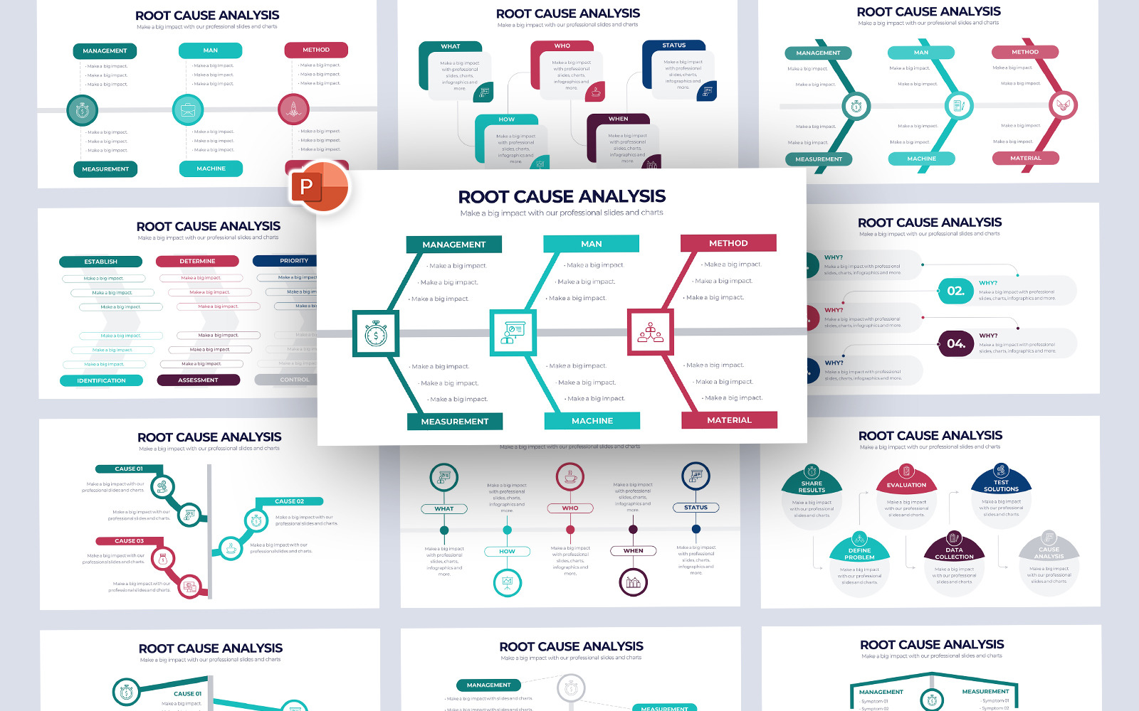 Modello di PowerPoint Infografica per l'analisi delle cause alla radice