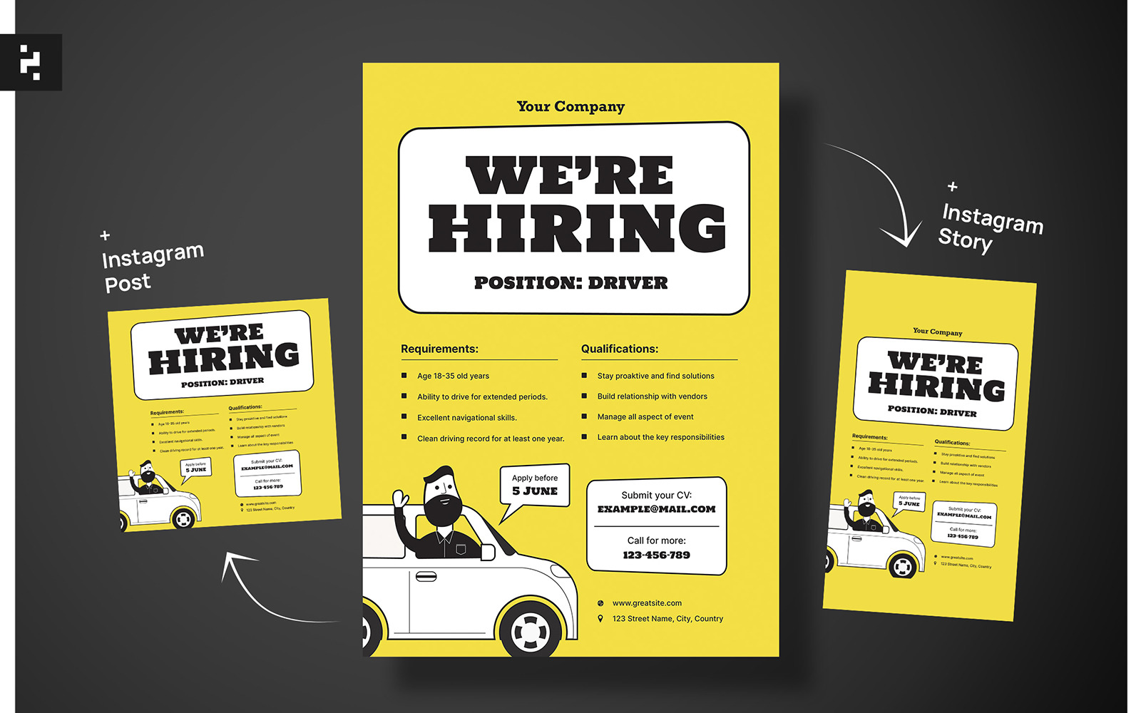 Driver Job Hiring Flyer Template #310594 - TemplateMonster