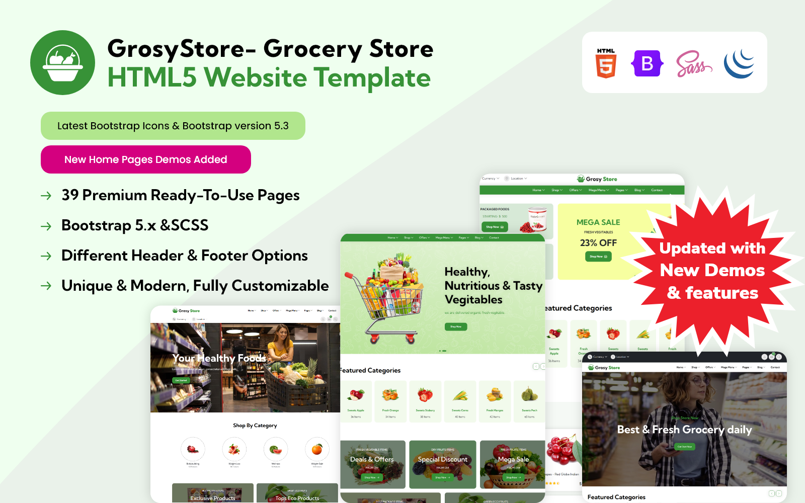 GrosyStore- Grocery Store HTML5 Website Template