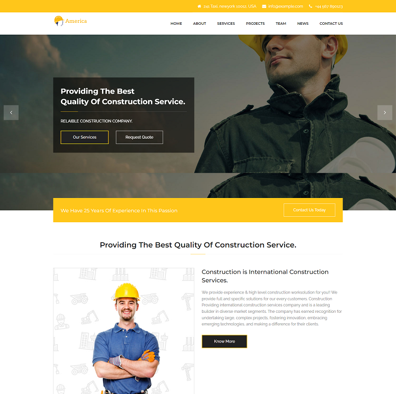 America Construction Building Html Template