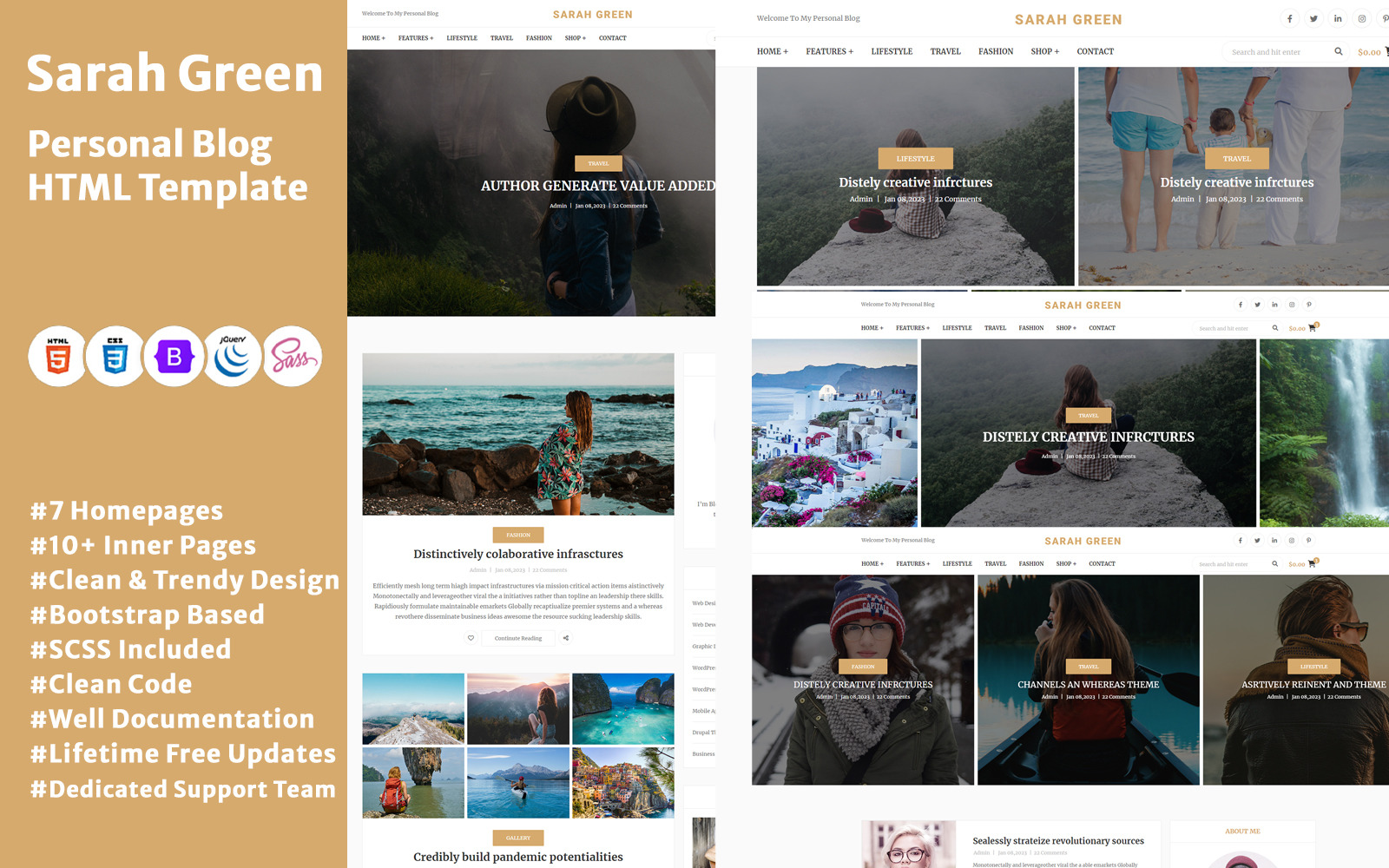 Sarah Green - Personal Blog HTML Template - TemplateMonster