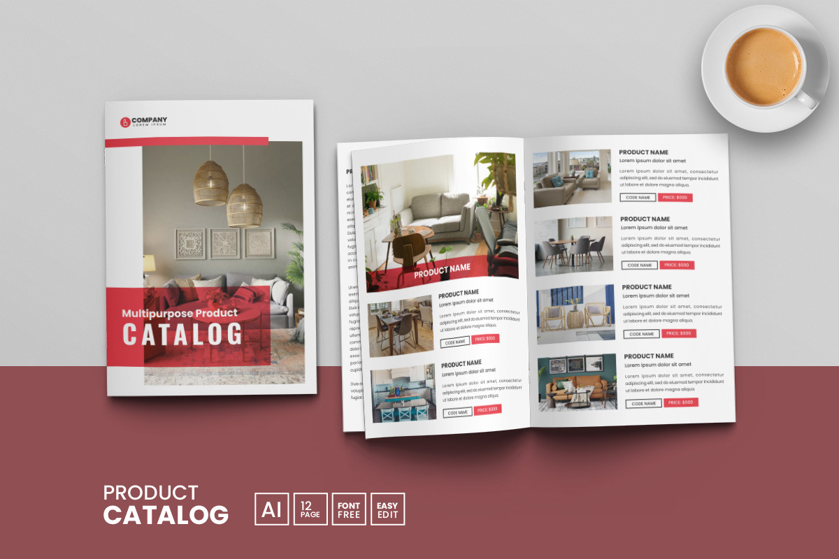 Minimal Product catalog template and catalogue layout design