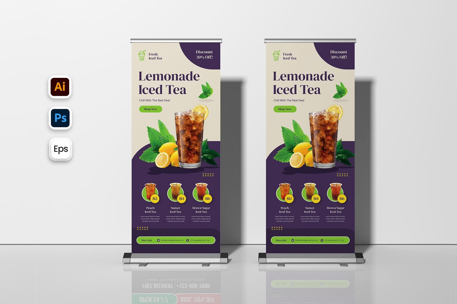 Promo Fresh Tea Roll Up Banner #318298 - TemplateMonster