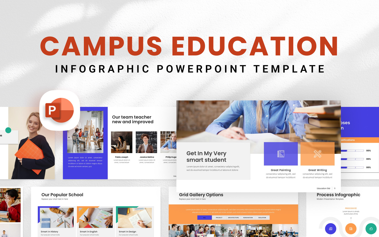 Campus Education PowerPoint Template - TemplateMonster