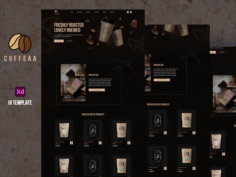 Coffeaa UI Template - UI Adobe XD #322682 - TemplateMonster