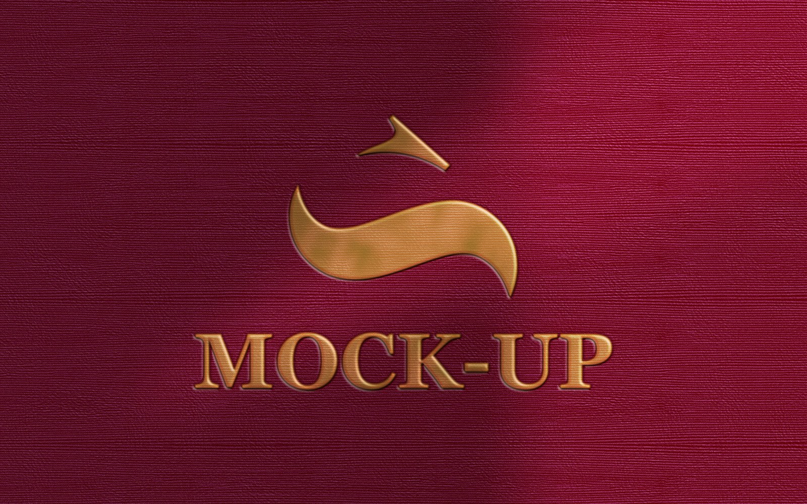 Red background with a gold arrow and a symbol for logo mock up design