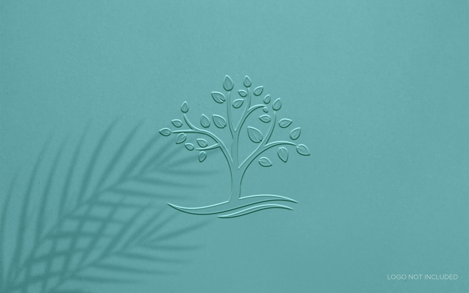 Cyan color embossed logo mockup design psd TemplateMonster