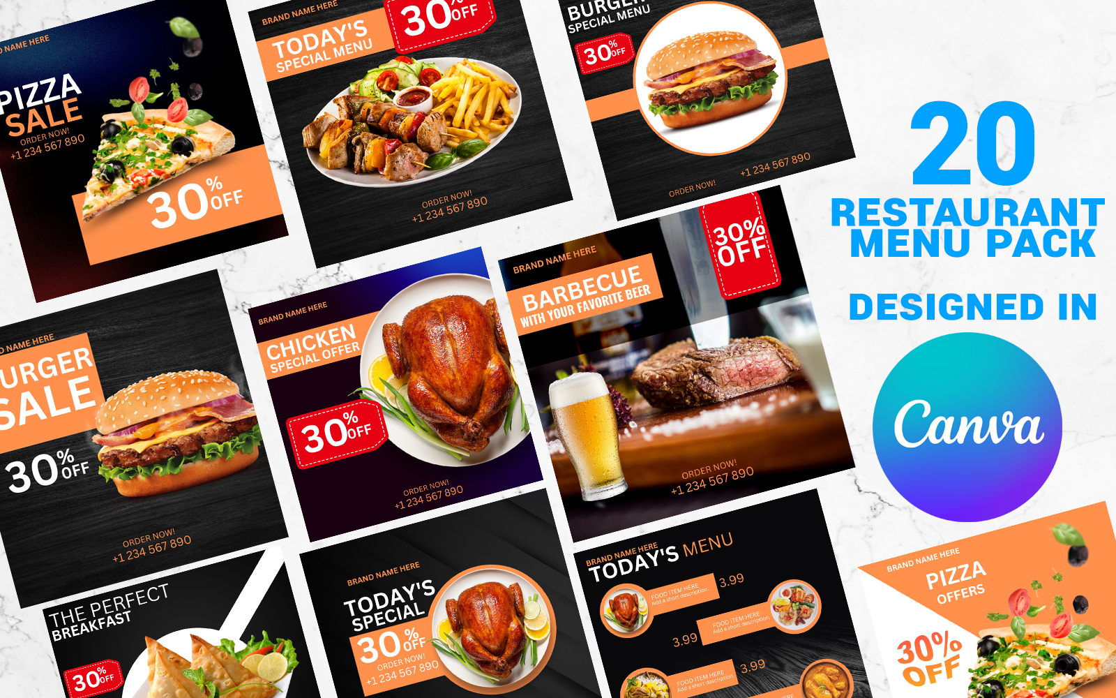 RESTAURANT MENU CANVA TEMPLATES BUNDLE   TemplateMonster