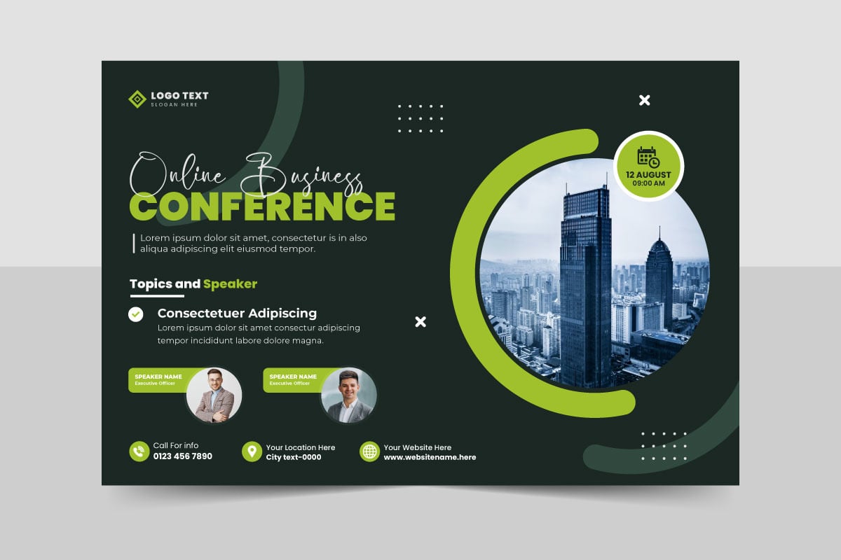 Technology business conference flyer template or business webinar event ...