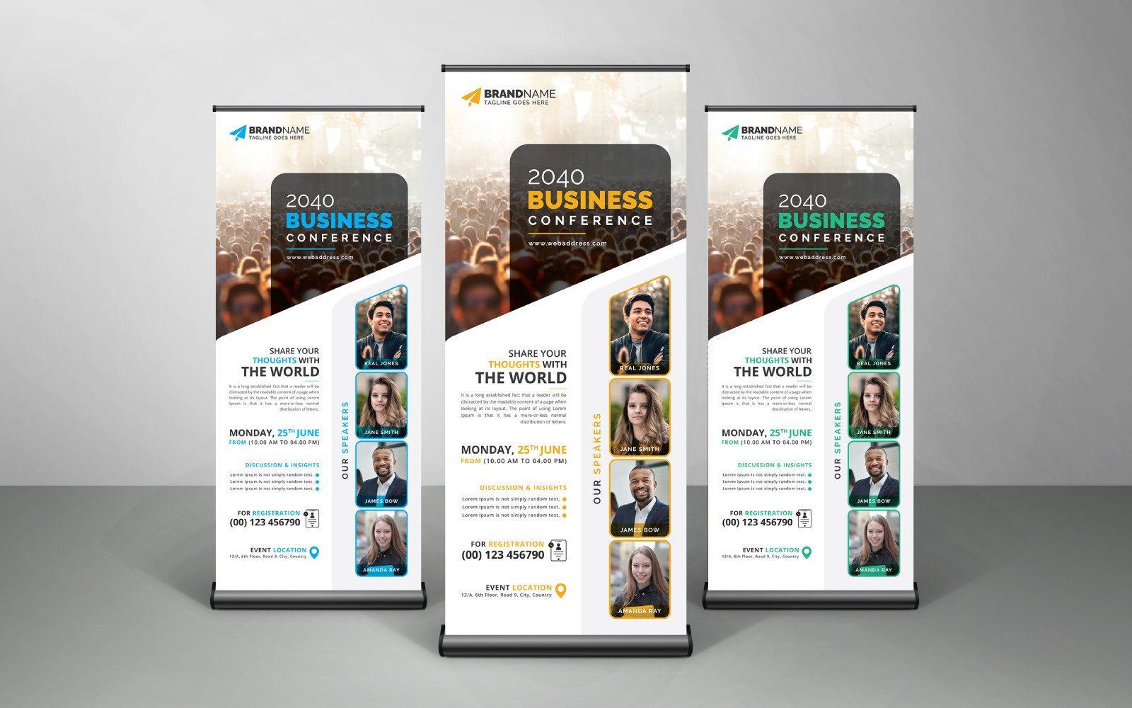 Conference Roll Up Banner, Signage, Standee, and X-Banner Template ...