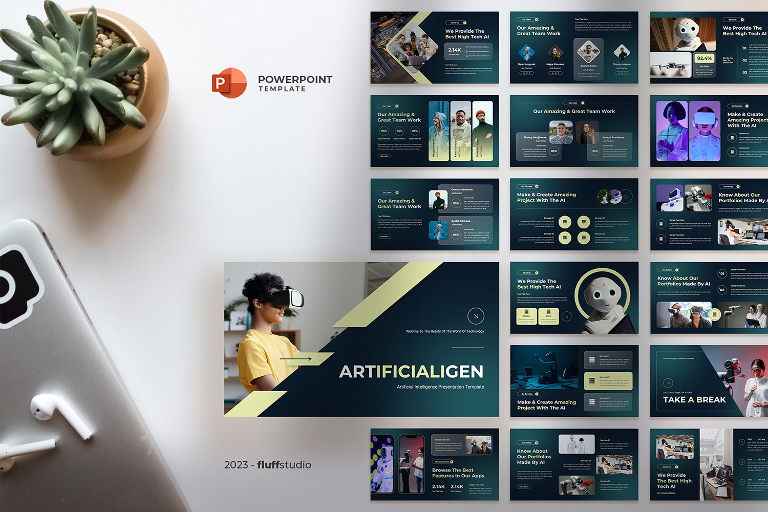 Modèle Powerpoint intelligence artificielle / IA