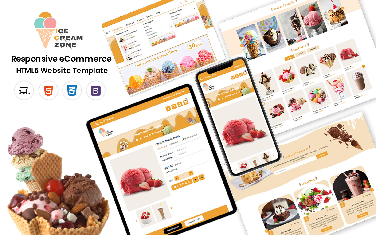 IceCreamZone Web - A Refreshing HTML Template for Ice Cream Parlors and ...