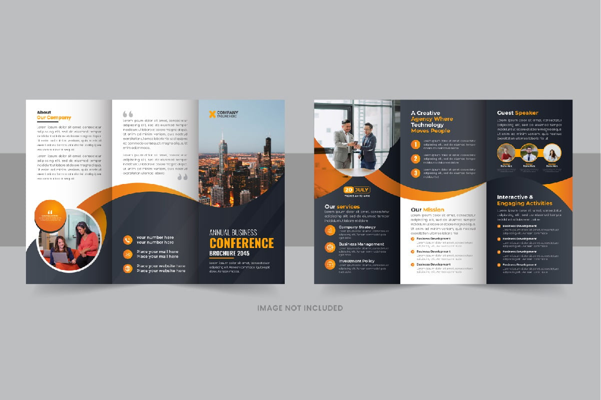 Business Conference Trifold Brochure design - TemplateMonster