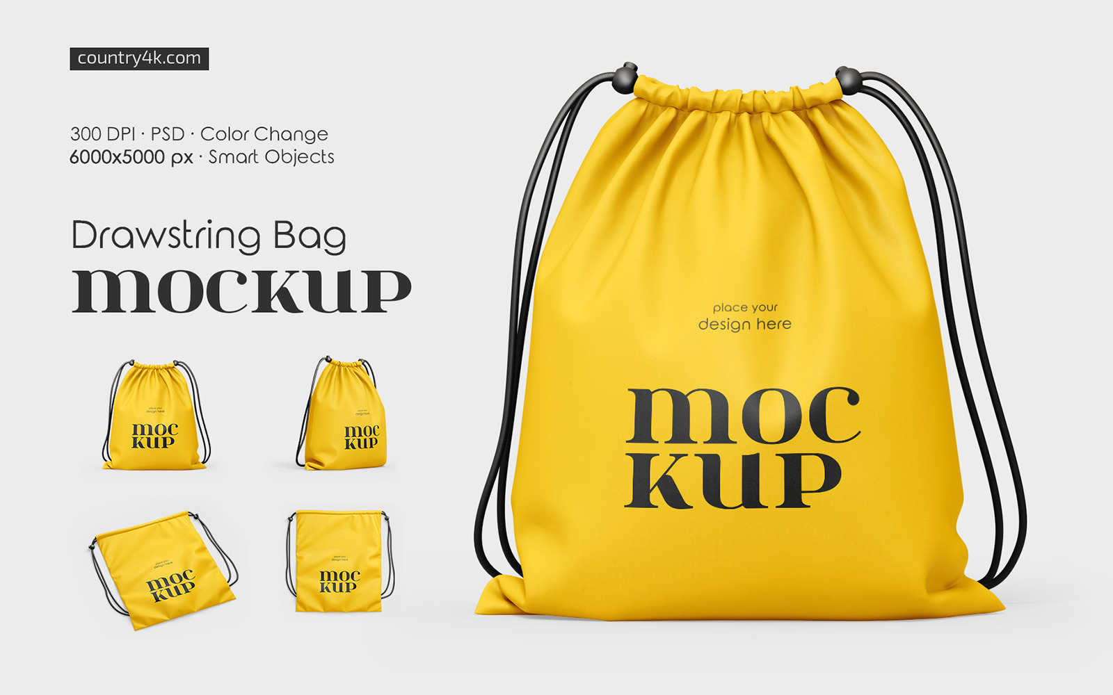 Drawstring Bag Mockup Set #342152 - TemplateMonster