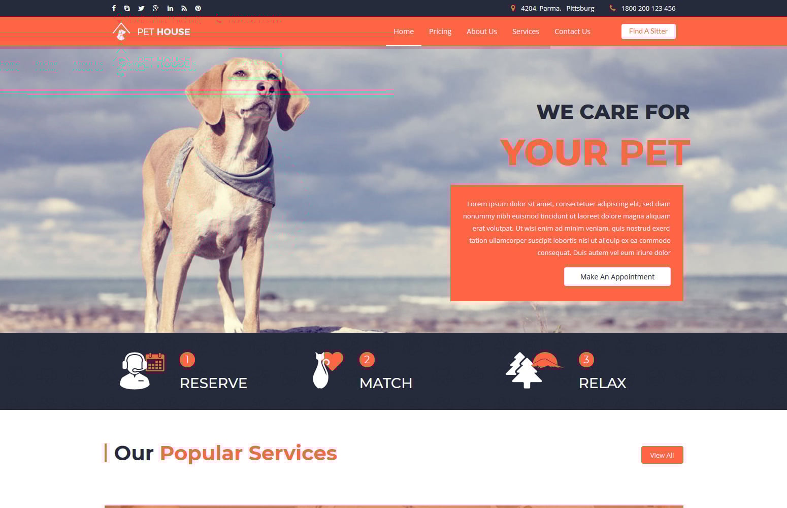 Pet House Pet Care Service Free Joomla 5 and Joomla 4 Template