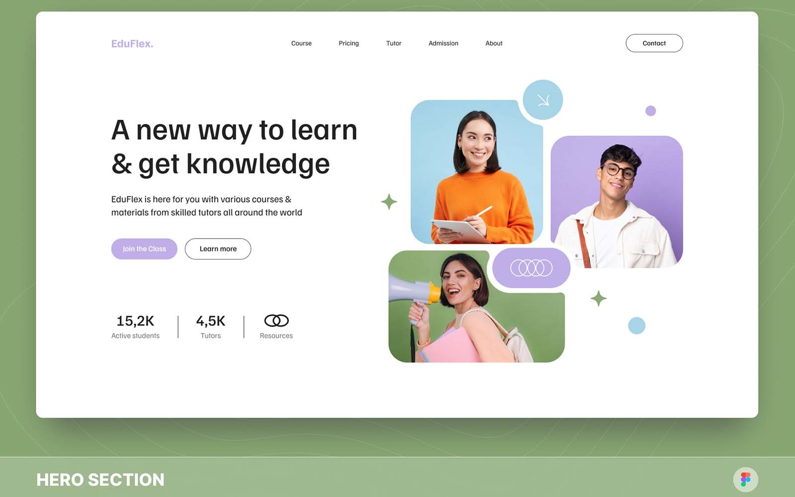 EduFlex ELearning Hero Section Figma Template