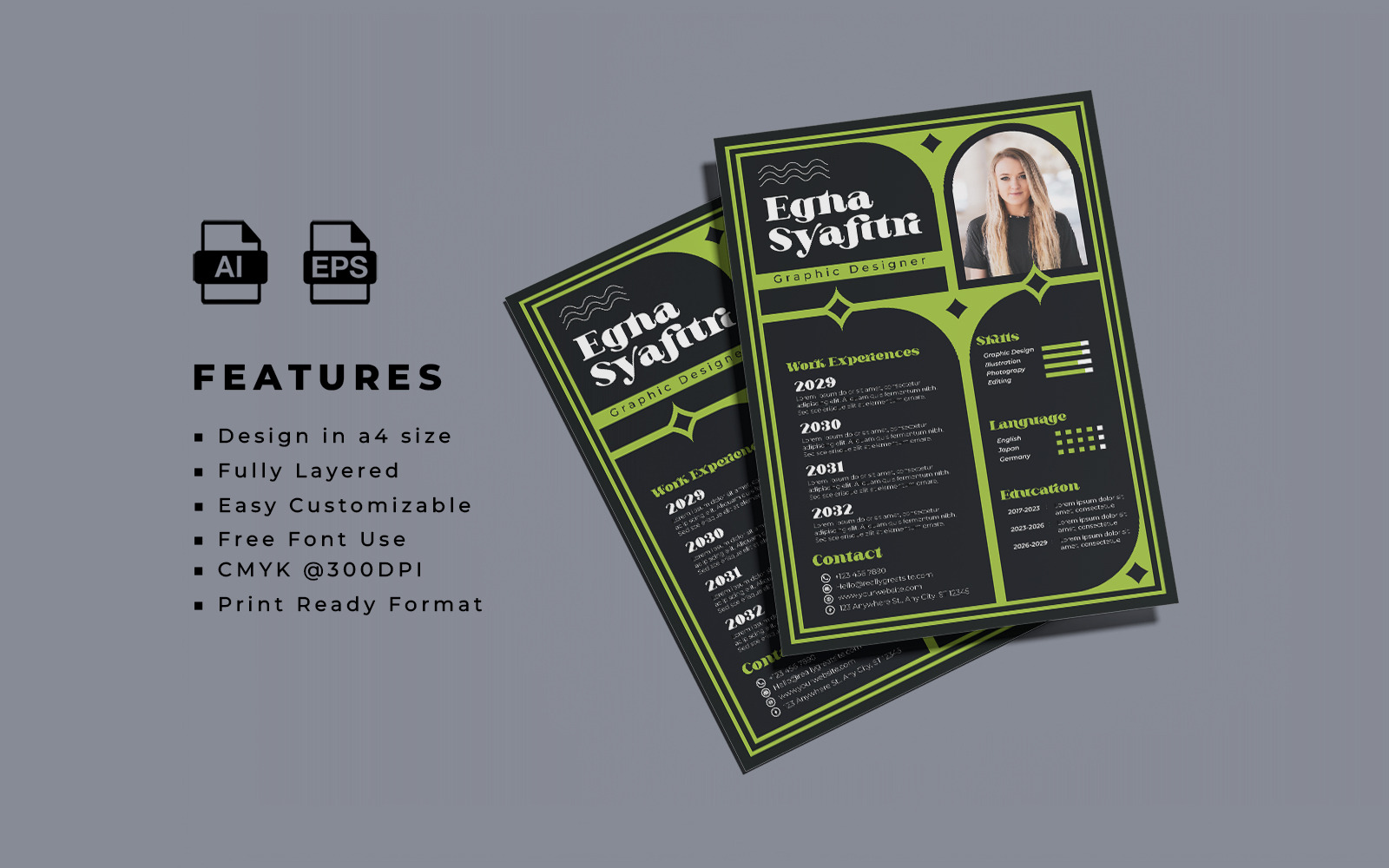 Resume and CV Flyer Template 7 #346579 - TemplateMonster