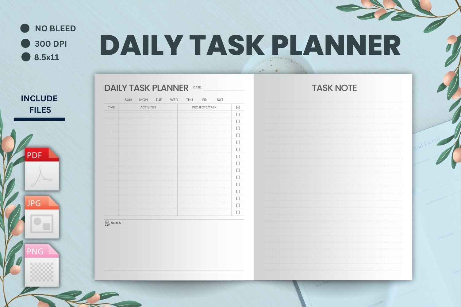 Daily task planner – KDP Interior. Printable Daily Office Planner, Work ...