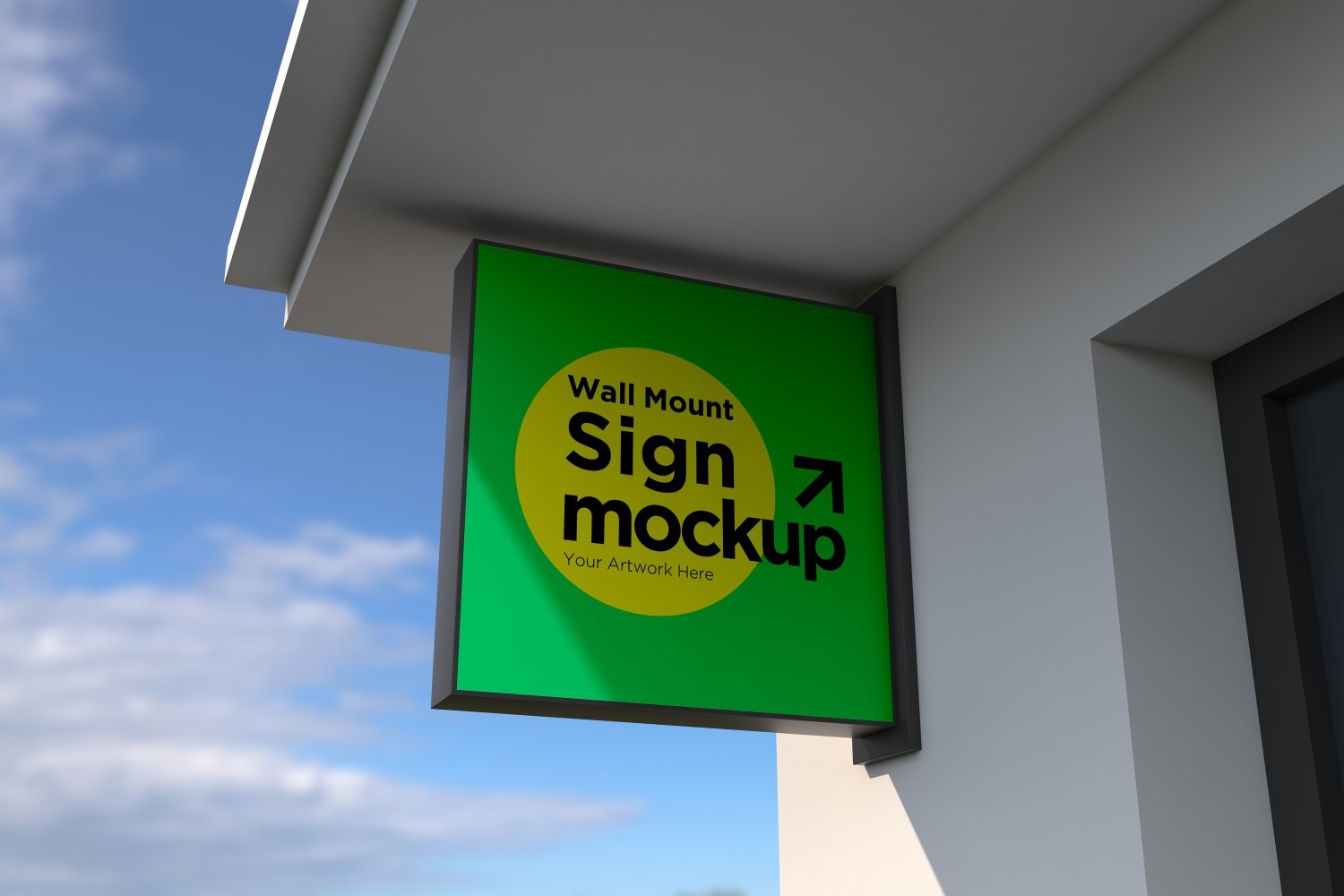 Square Wall Mount Façade Sign Mockup Template 25B