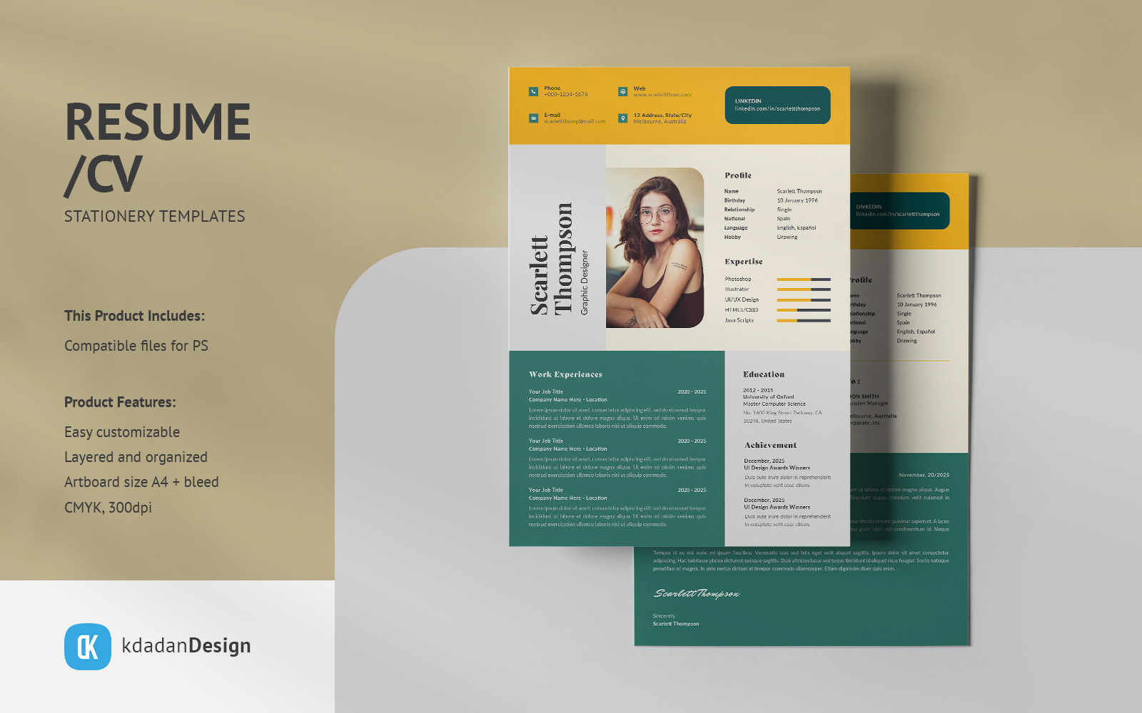 Resumecv Psd Design Templates Vol 188 Templatemonster 7782