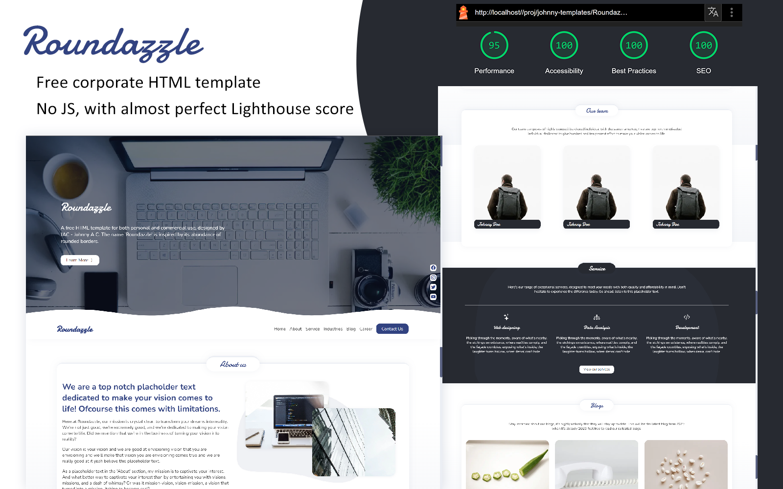 Roundazzle - Free corporate HTML template. - TemplateMonster