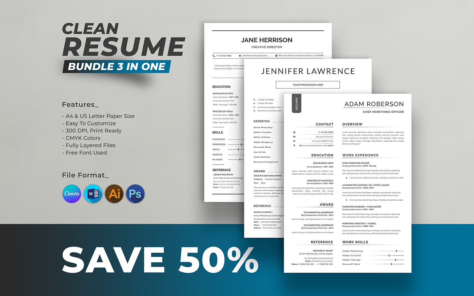Canva Resume Template Bundle Pack #361714 - TemplateMonster