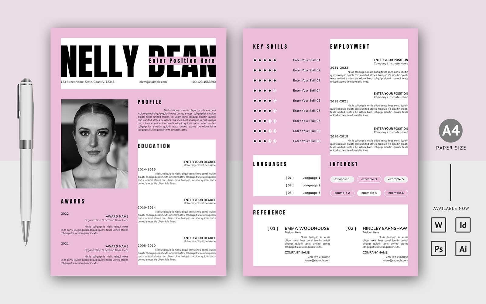 Fashionable Printable Resume CV Template With Cover Letter For Job fashionable-printable-resume-cv-template-with-cover-letter-for-job