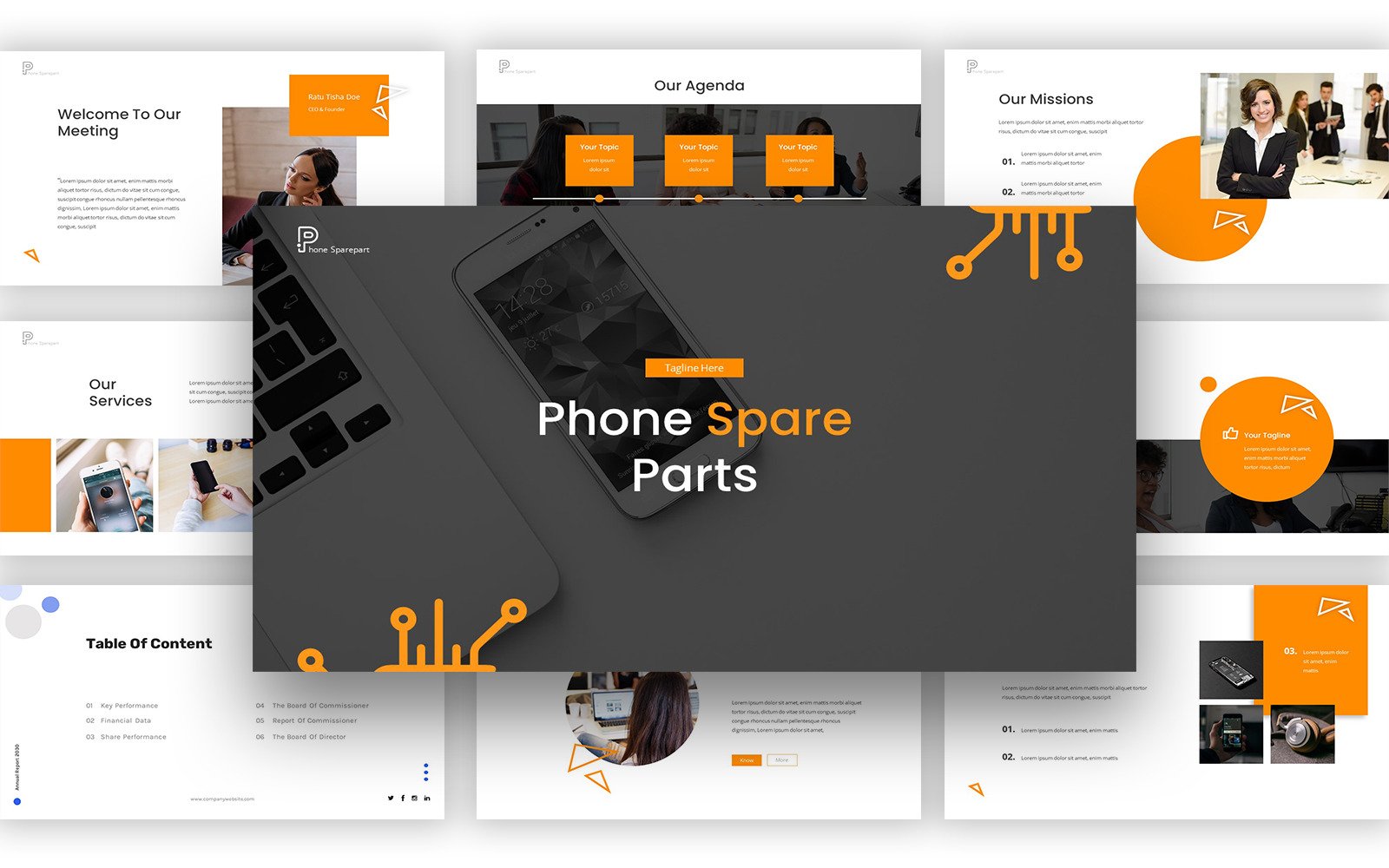 Phone Sparepart Powerpoint Template #369120 - TemplateMonster